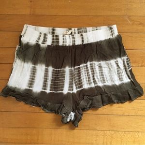 entro Tie Dye Lined Ruffle Shorts Boho Flowy Festival
